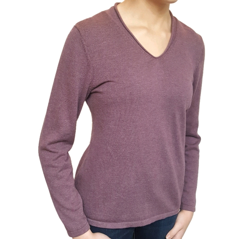 J.Jill Rolled V- Neck Long Sleeve Sweater size Med